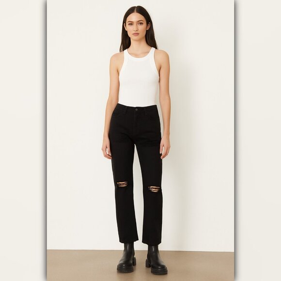 A405 • Obey Mid Rise Distressed Black Jeans – Straight Leg Denim - Picture 3 of 6